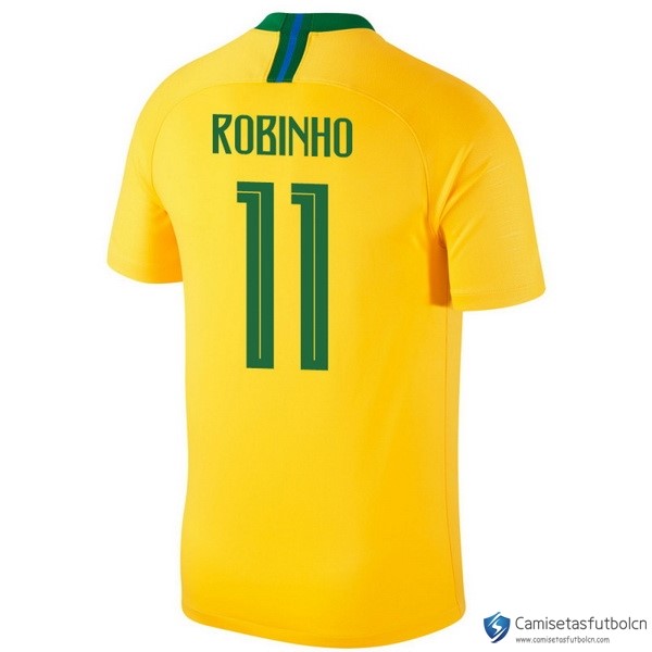 Camiseta Seleccion Brasil Primera equipo Robinho 2018 Amarillo